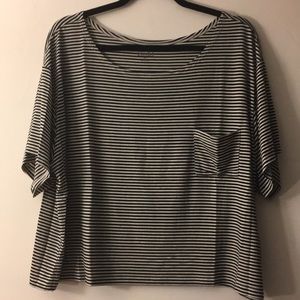 NWOT off the shoulder striped pocket tee